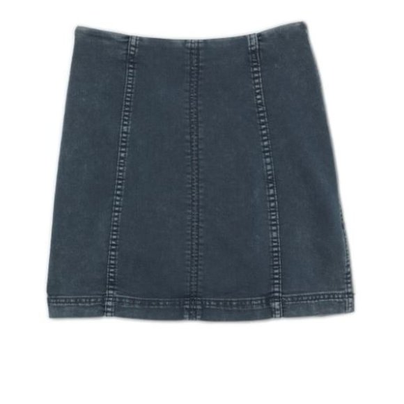Free People Denim Mini Skirt Dark Wash - Picture 5 of 8